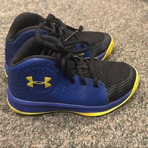 Under Armour Kids' Black, Blue, and Yellow Sneakers